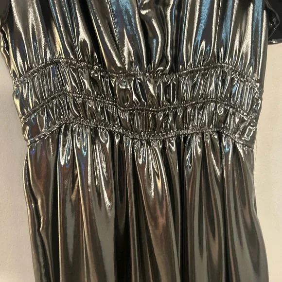 Anthropologie The Somerset Shimmering Metallic Silver Maxi Dress - Picture 6 of 16